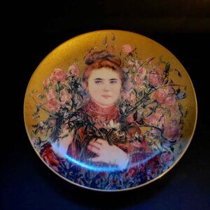 Edna Hibel Porcelain Collector Plate Titled "Rose". Third Edition The Flower Gir